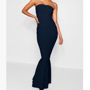 Navy colored Strapless bodycon maxi dress